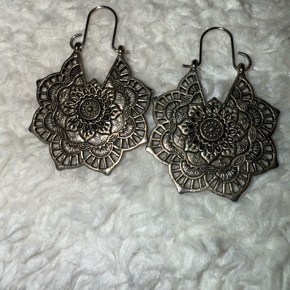 Intricate Silver Mandala Earrings
